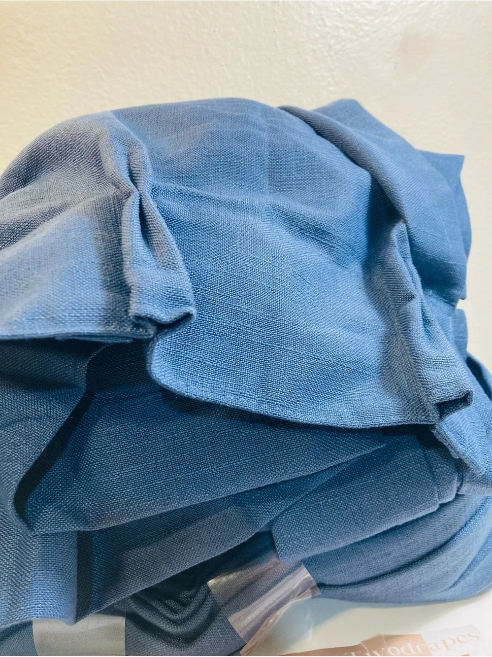 NEW Twodrapes Pinch Pleated Linen Curtains Navy 40” x 84” 2 Panels